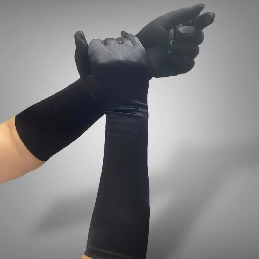 Women Satiny Stretch Long Gloves Halloween Costume Evening Party Cosplay Wedding